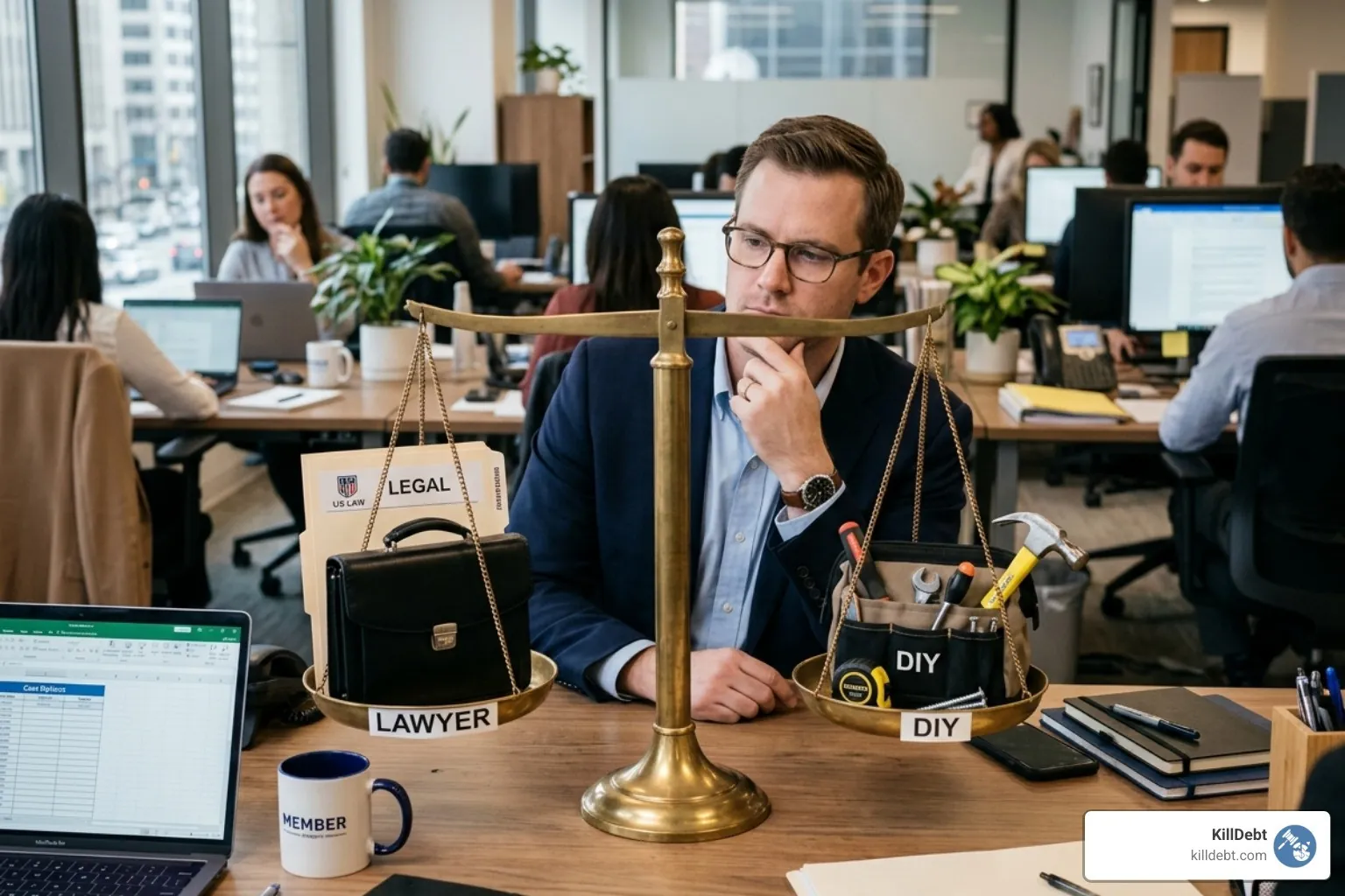 person weighing options lawyer vs DIY
