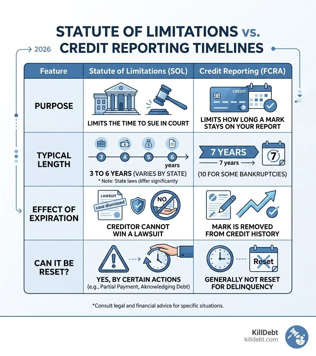 Statute of Limitations vs. Credit Reporting Timelines Table