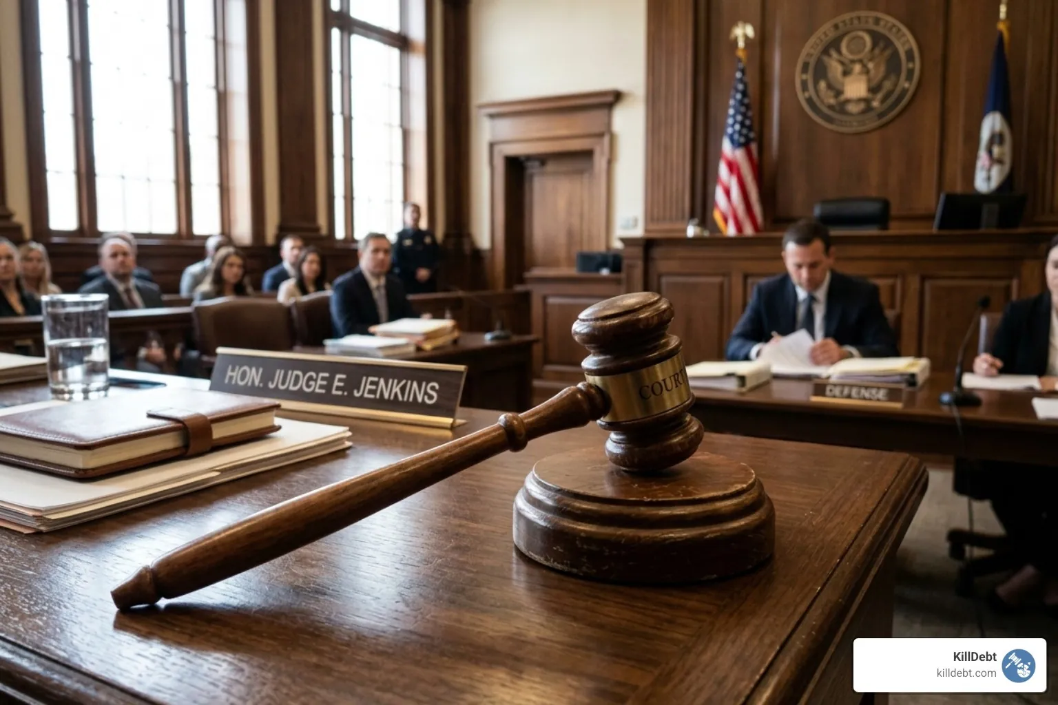 judge gavel on a desk representing legal defense