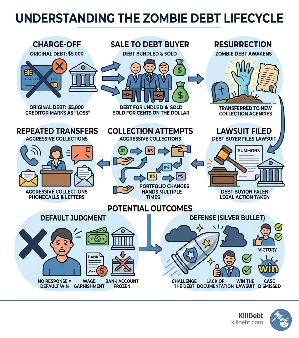 The zombie debt lifecycle from charge-off to lawsuit