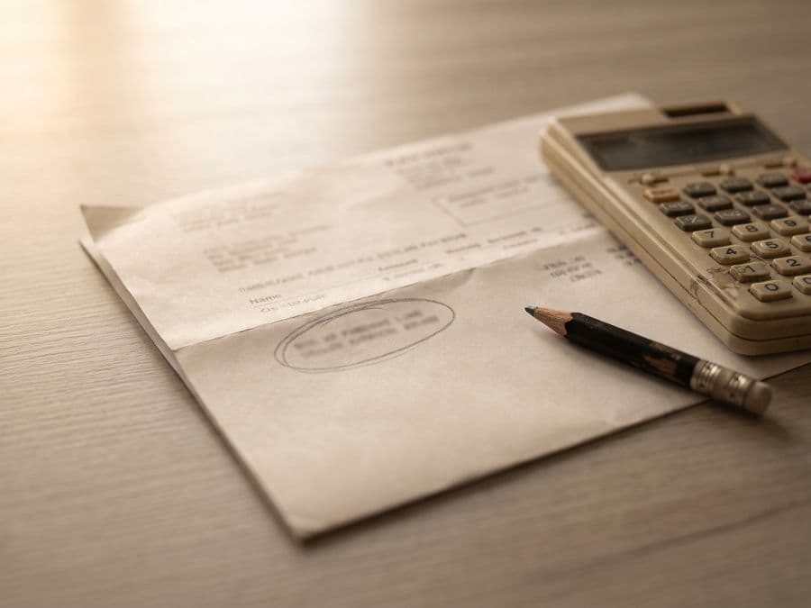 Financial documents showing wage garnishment line items on a pay stub.