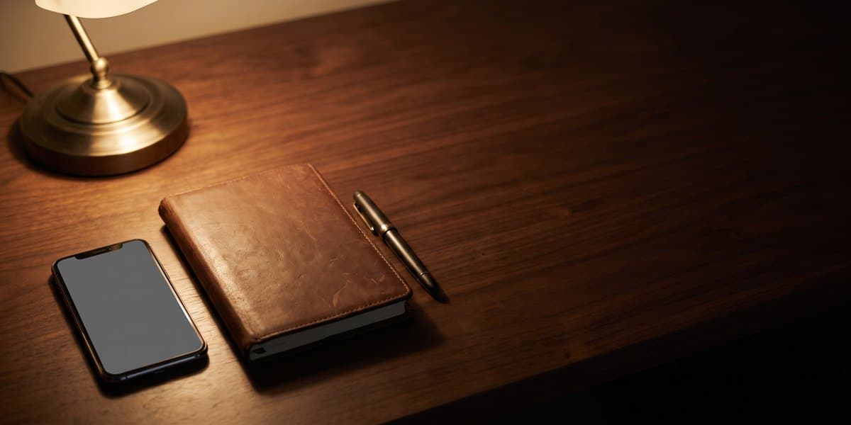 Desk setup for legal strategy consultation with Brian Parker.