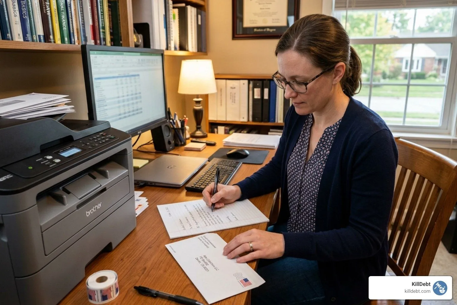 Debt validation letter being prepared for mailing