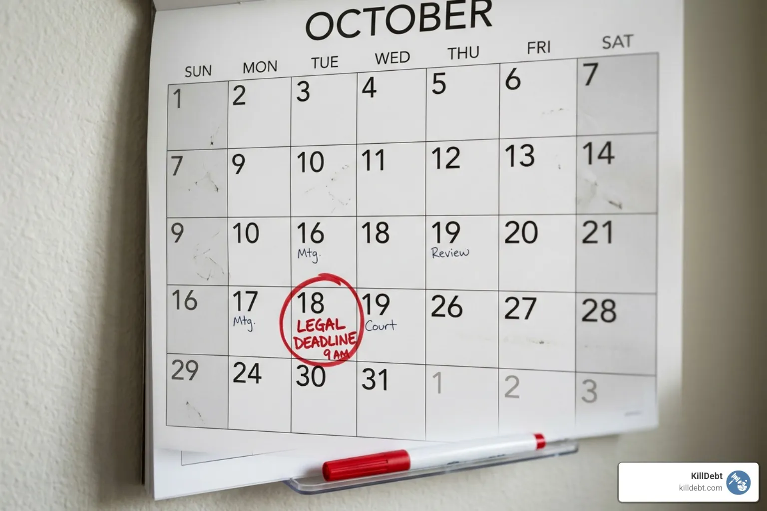 calendar with a circled deadline