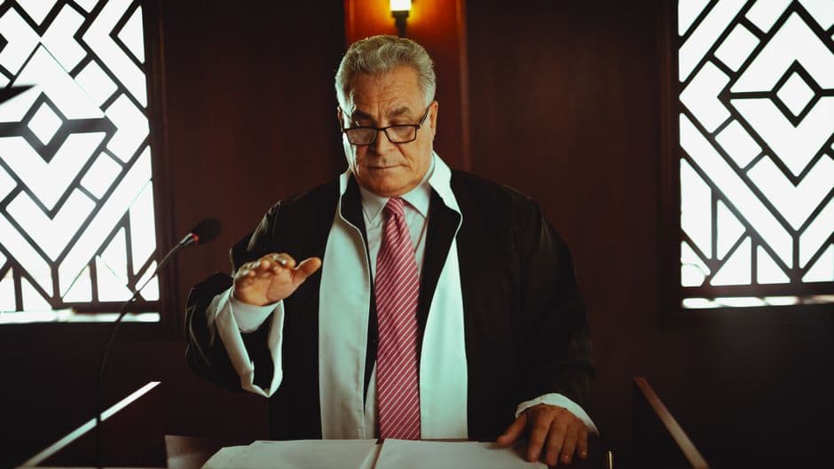 witness testifying calmly under oath during a deposition