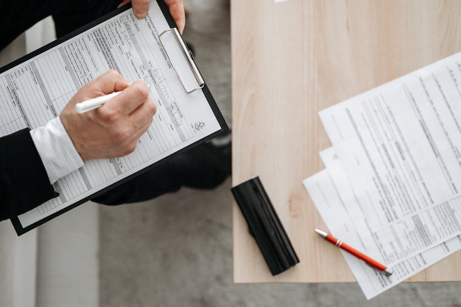 Legal form being filled out